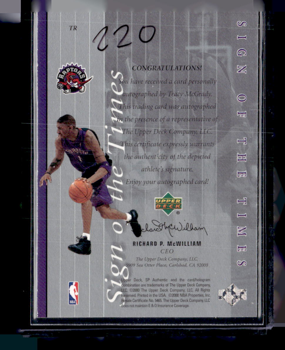 1999-00 SP Authentic #TR Tracy McGrady Sign of the Times