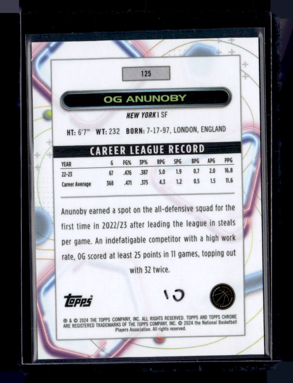 2023-24 Topps Chrome Cosmic #125 OG Anunoby Red Flare Refractors #/5