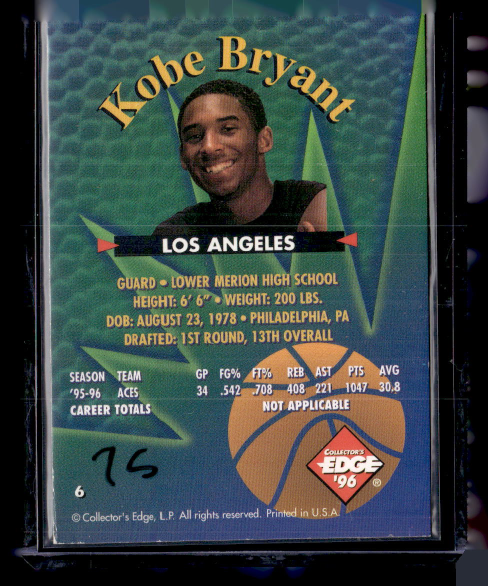 1996 Collector's Edge Rookie Rage #6 Kobe Bryant