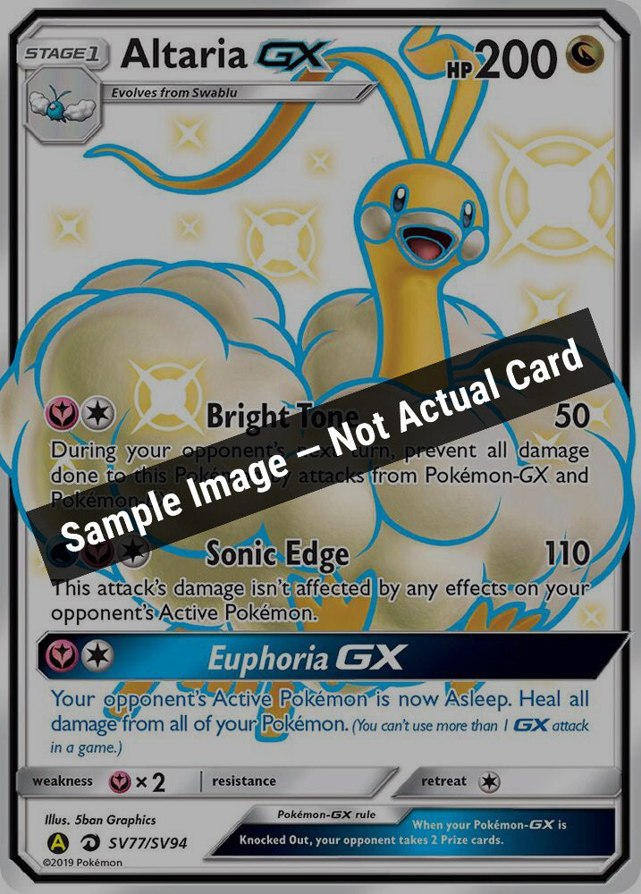 Pokemon,Hidden Fates: Shiny Vault,Altaria GX - SV77/SV94,Holofoil,Near Mint — Sample Image, Not Actual Card