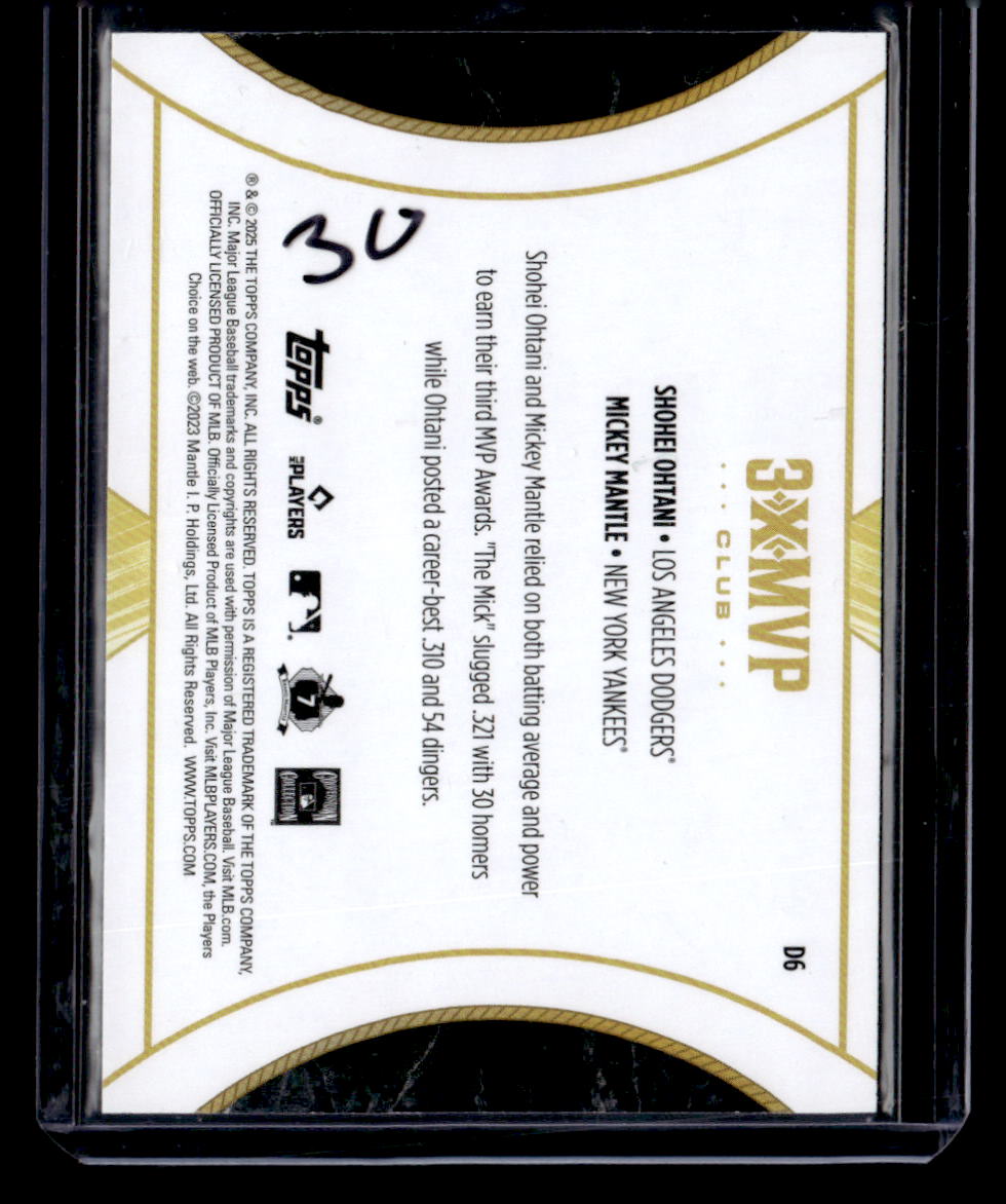 2025 Topps Welcome to the Club: 3X MVP #D6 Shohei Ohtani / Mickey Mantle Duals