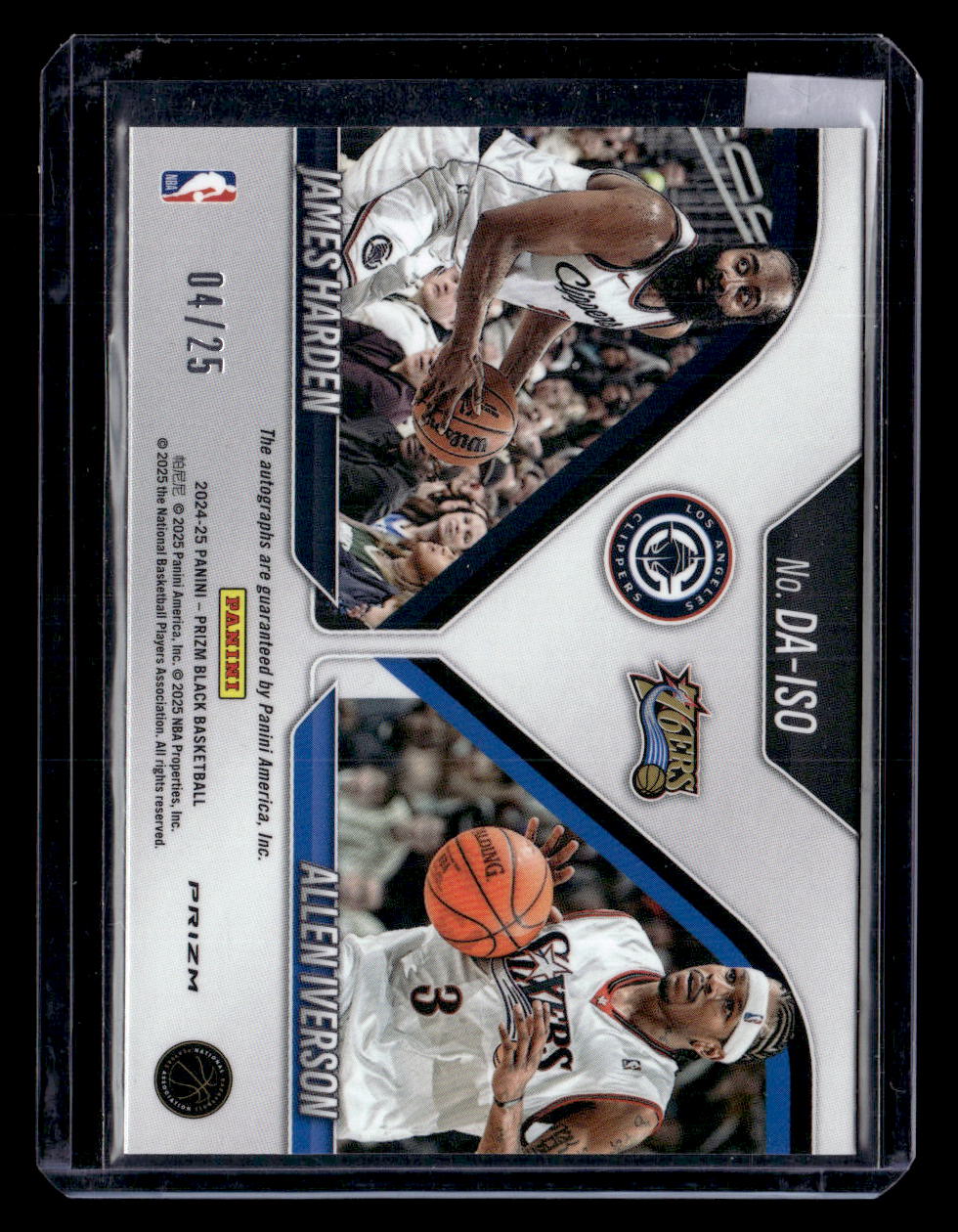 2024-25 Panini Prizm Black #DA-ISO Harden/Iverson Duel Mojo Auto /25