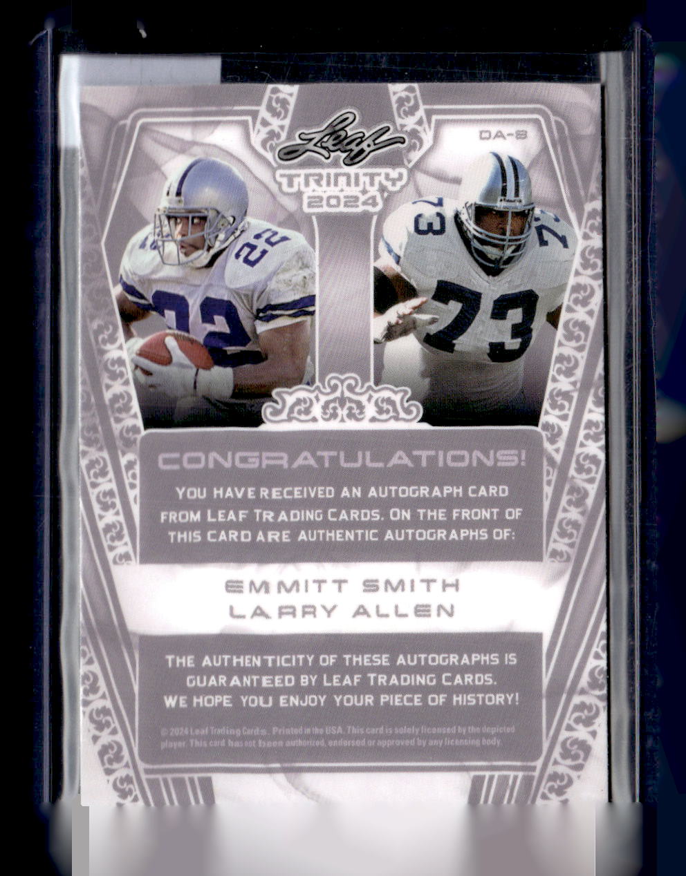 2024 Leaf Trinity - Dual Autograph Red #DA-8 Emmitt Smith / Larry Allen AU, SN10