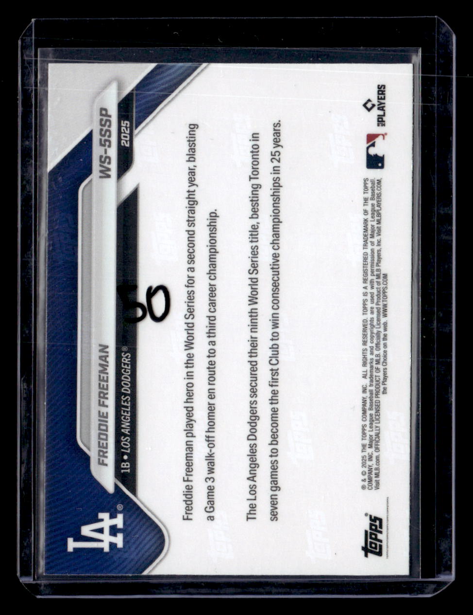 2025 Topps Now World Series Los Angeles Dodgers #WS-5SSP Freddie Freeman