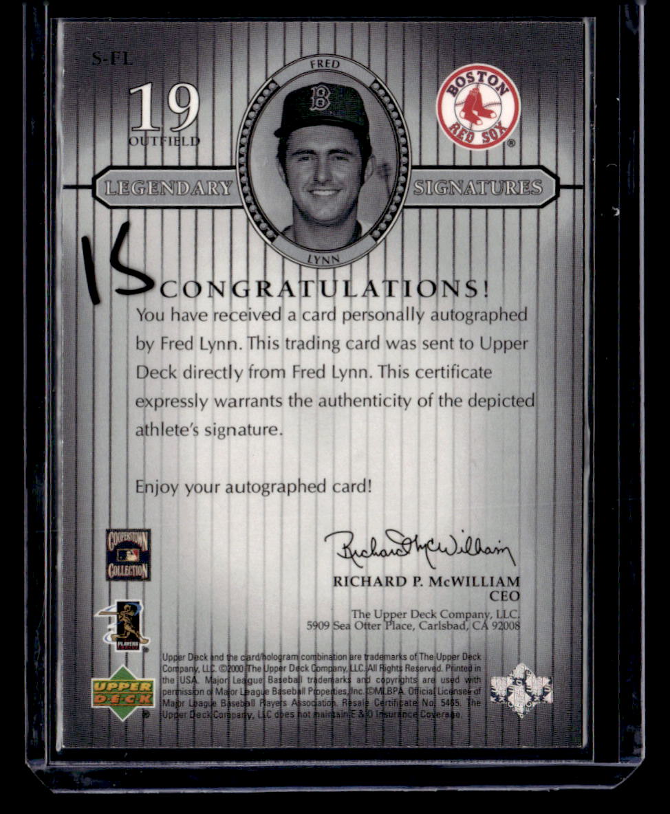 2000 Upper Deck Legends #S-FL Fred Lynn Legendary Signatures