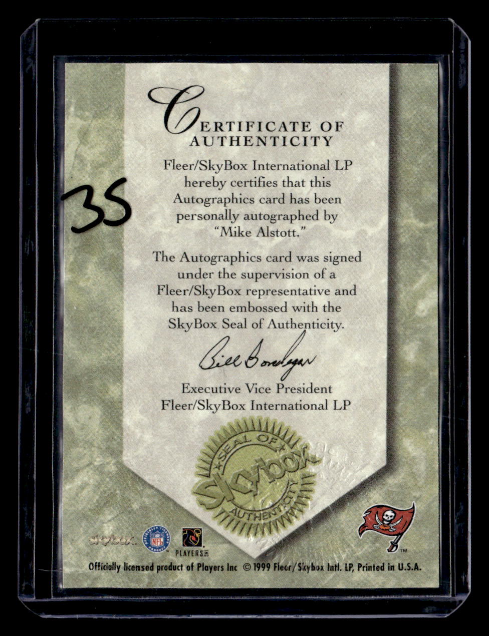 1999 SkyBox Premium #NNO Mike Alstott Autographics