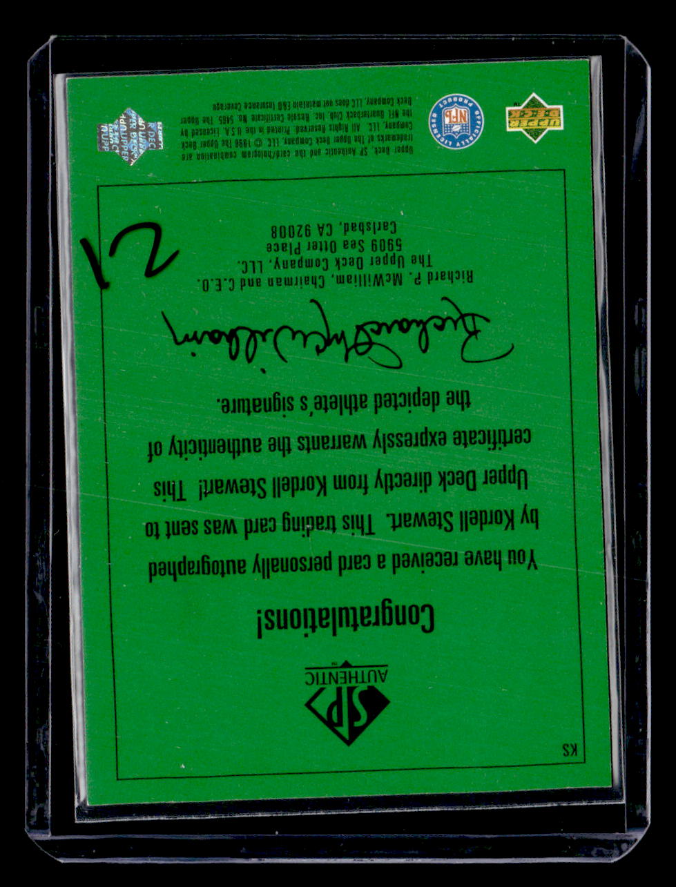 1998 SP Authentic #KS Kordell Stewart Player's Ink Green