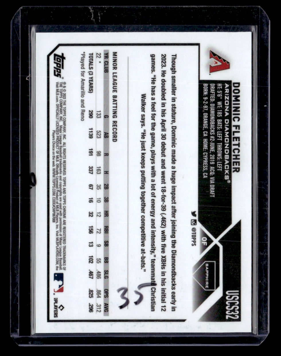 2023 Topps Chrome Update Sapphire Edition #USCS32 Dominic Fletcher Black #/10