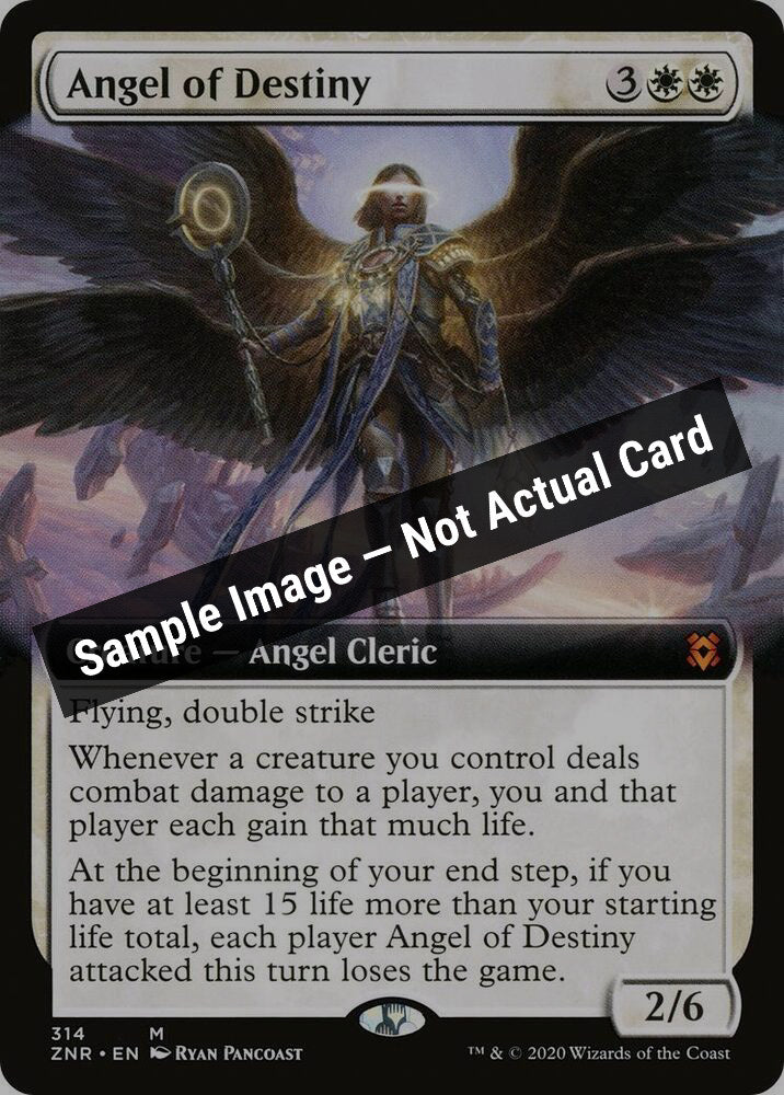 Magic,Zendikar Rising,Angel of Destiny (Extended Art) - 314,Normal,Near Mint — Sample Image, Not Actual Card