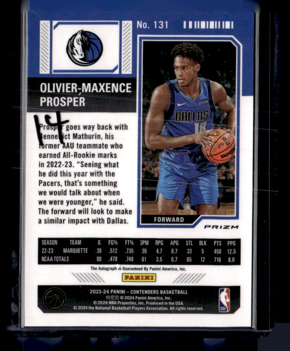 2023-24 Panini Contenders #131 Olivier-Maxence Prosper