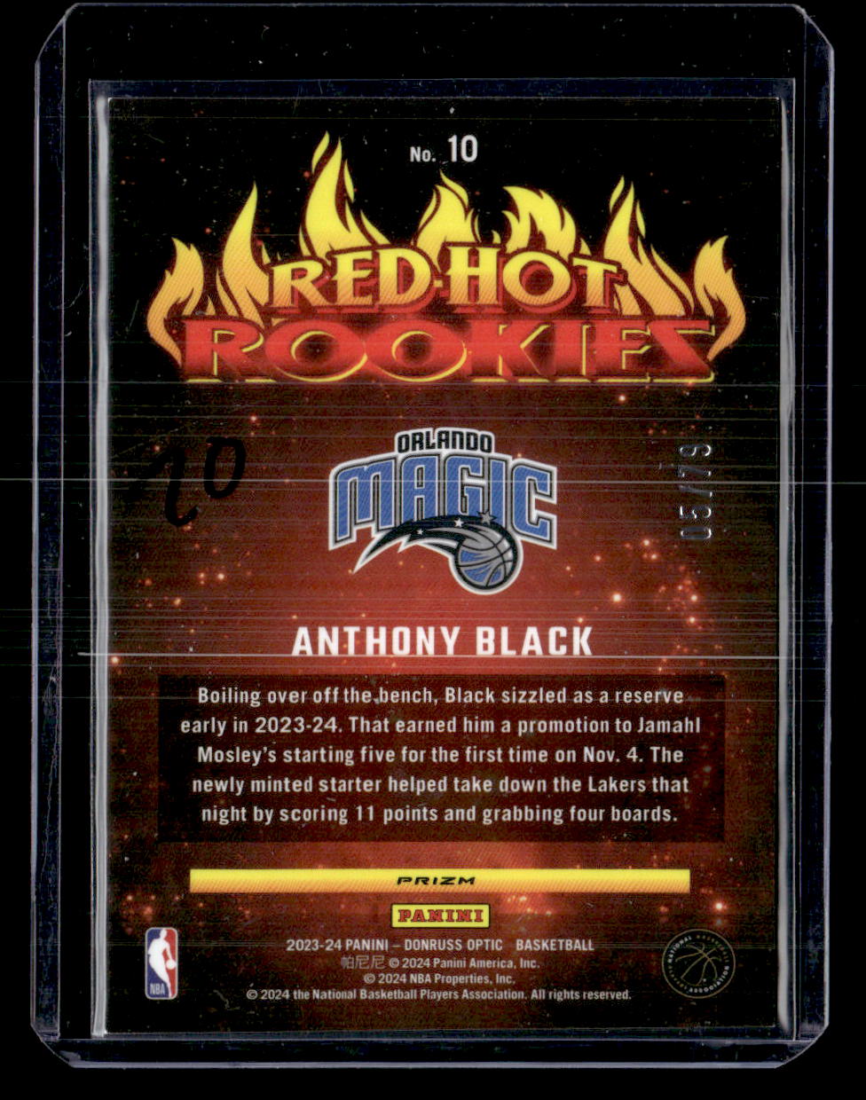 2023-24 Donruss Optic #10 Anthony Black Red Hot Rookies Pink Velocity #/79