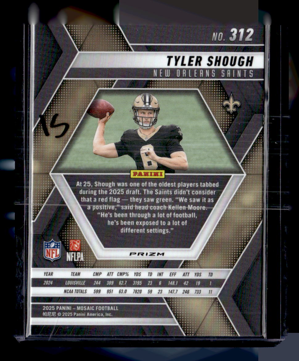 2025 Panini Mosaic #312 Tyler Shough Mosaic Reactive Yellow