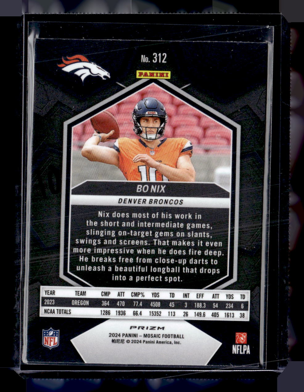 2024 Panini Mosaic #312 Bo Nix Mosaic Camo Pink