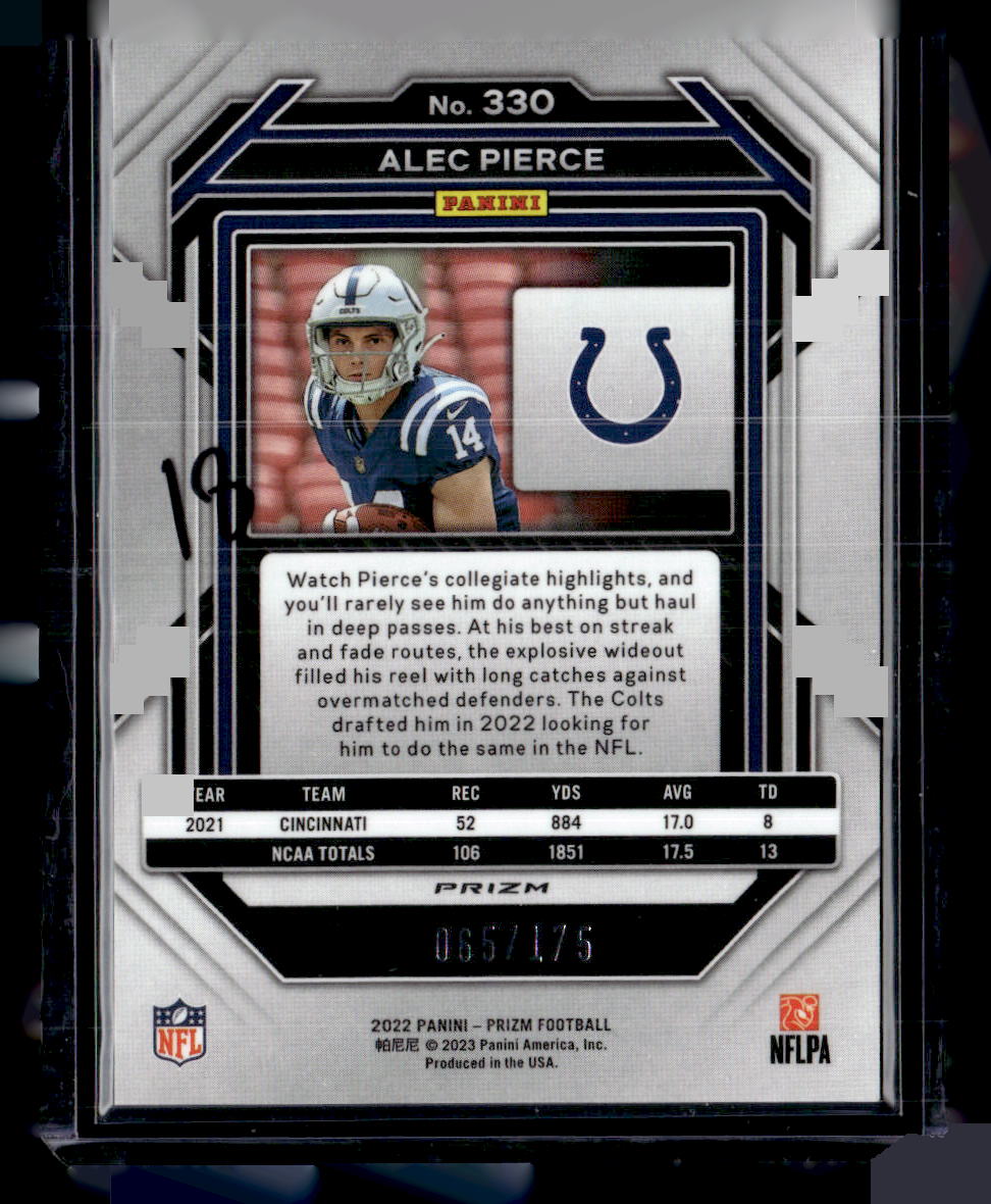 2022 Panini Prizm #330 Alec Pierce Hyper #/175