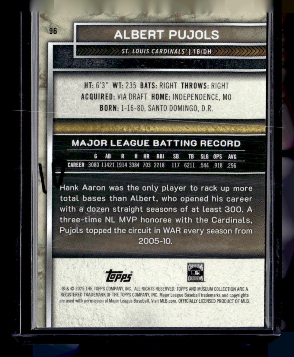 2025 Topps Museum Collection #96 Albert Pujols Amethyst #/99
