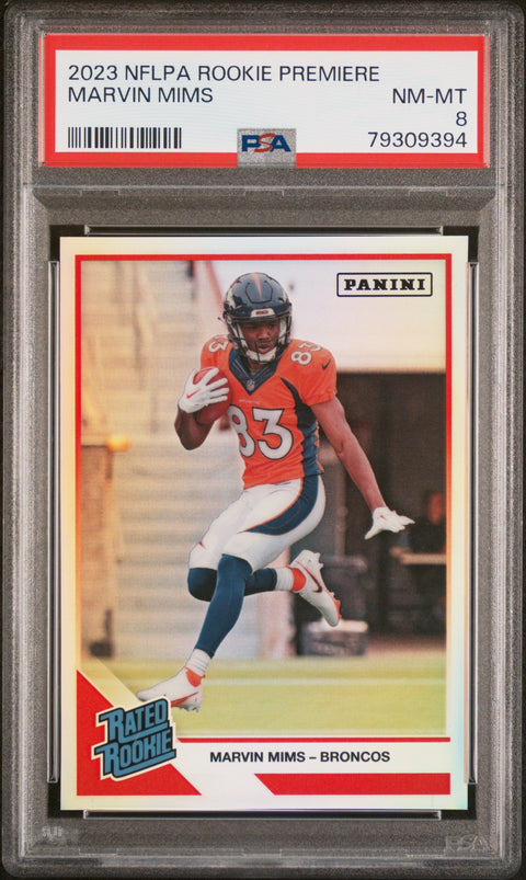 2023 Panini Nflpa Rookie Premiere Rated Rookies Marvin Mims PSA 8