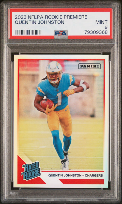 2023 Panini Nflpa Rookie Premiere Rated Rookies Quentin Johnston PSA 9