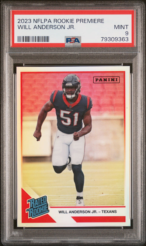 2023 Panini Nflpa Rookie Premiere Rated Rookies Will Anderson Jr. PSA 9