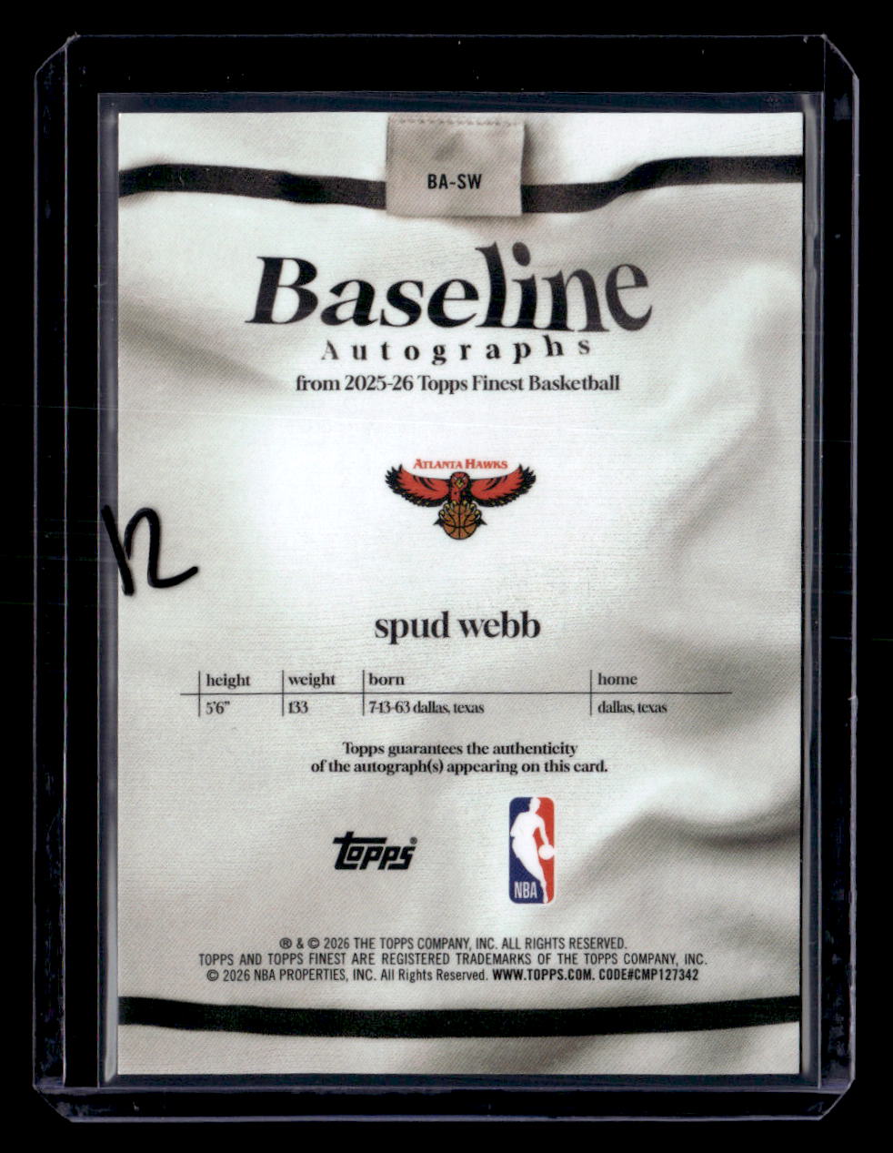 2025-26 Finest #BA-SW Spud Webb Baseline Autographs