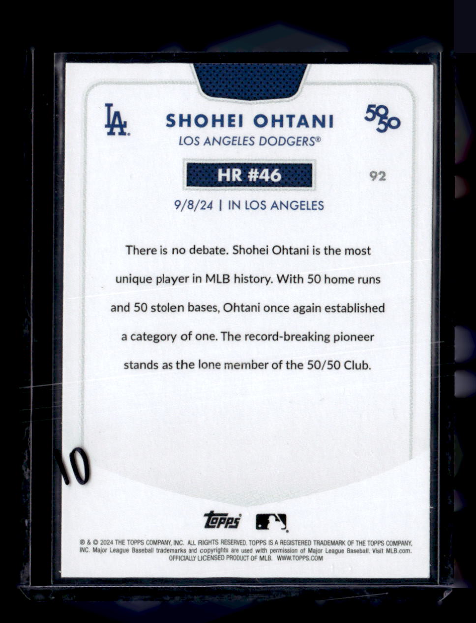 2024 Topps 50/50: Shohei Ohtani #92 Shohei Ohtani
