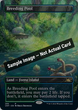 Magic,Unfinity,Breeding Pool (Borderless) - 286,Foil,Near Mint — Sample Image, Not Actual Card