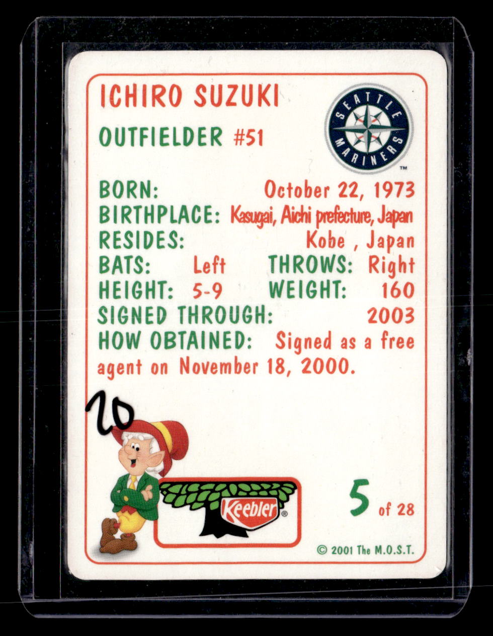 2001 Keebler Seattle Mariners #5 Ichiro Suzuki