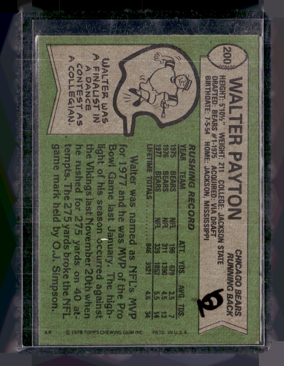 1978 Topps #200 Walter Payton