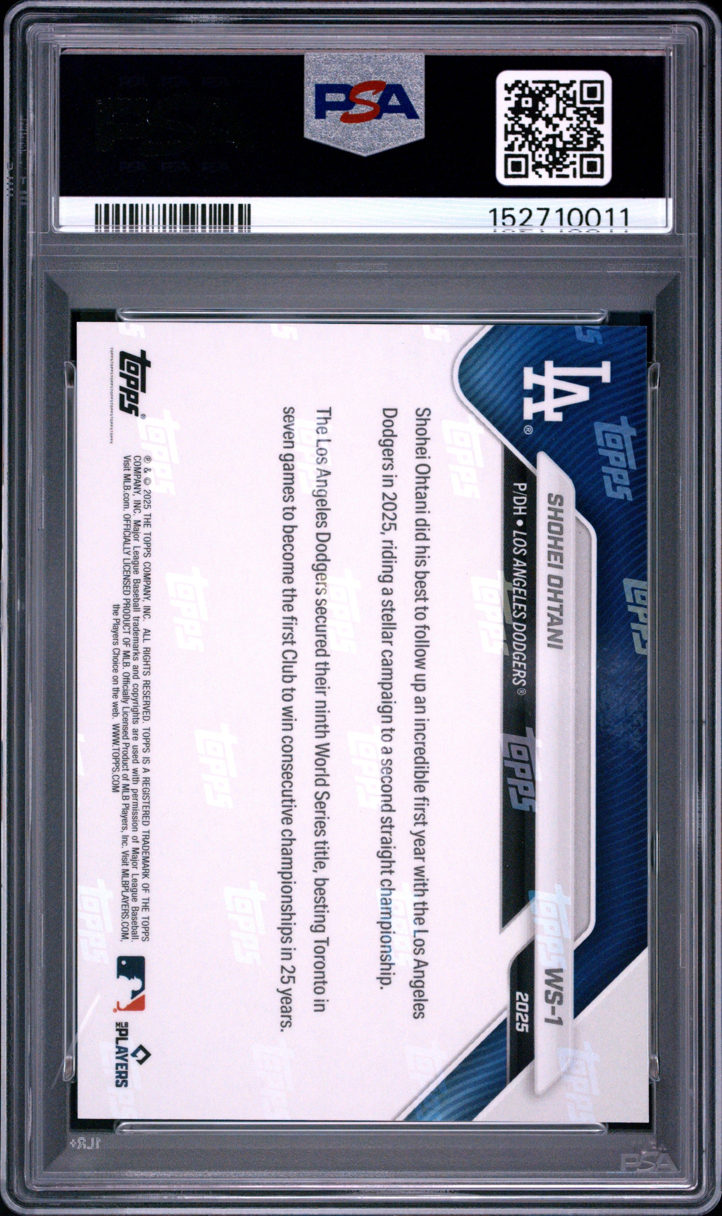 2025 Topps Now World Series Champions #1 Shohei Ohtani PSA 10 152710011
