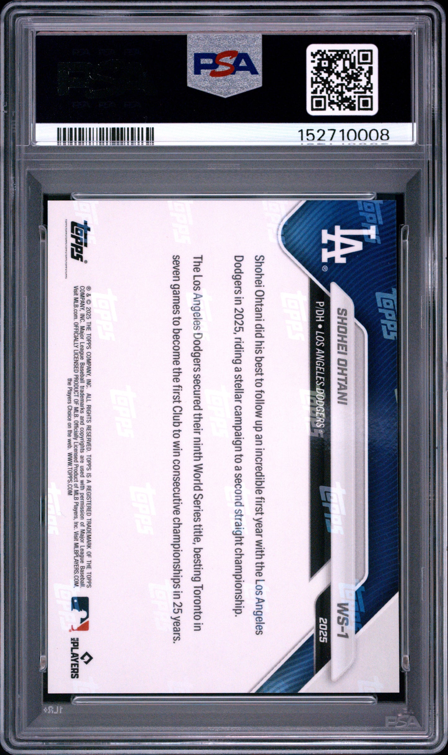 2025 Topps Now World Series Champions #1 Shohei Ohtani PSA 10 152710008