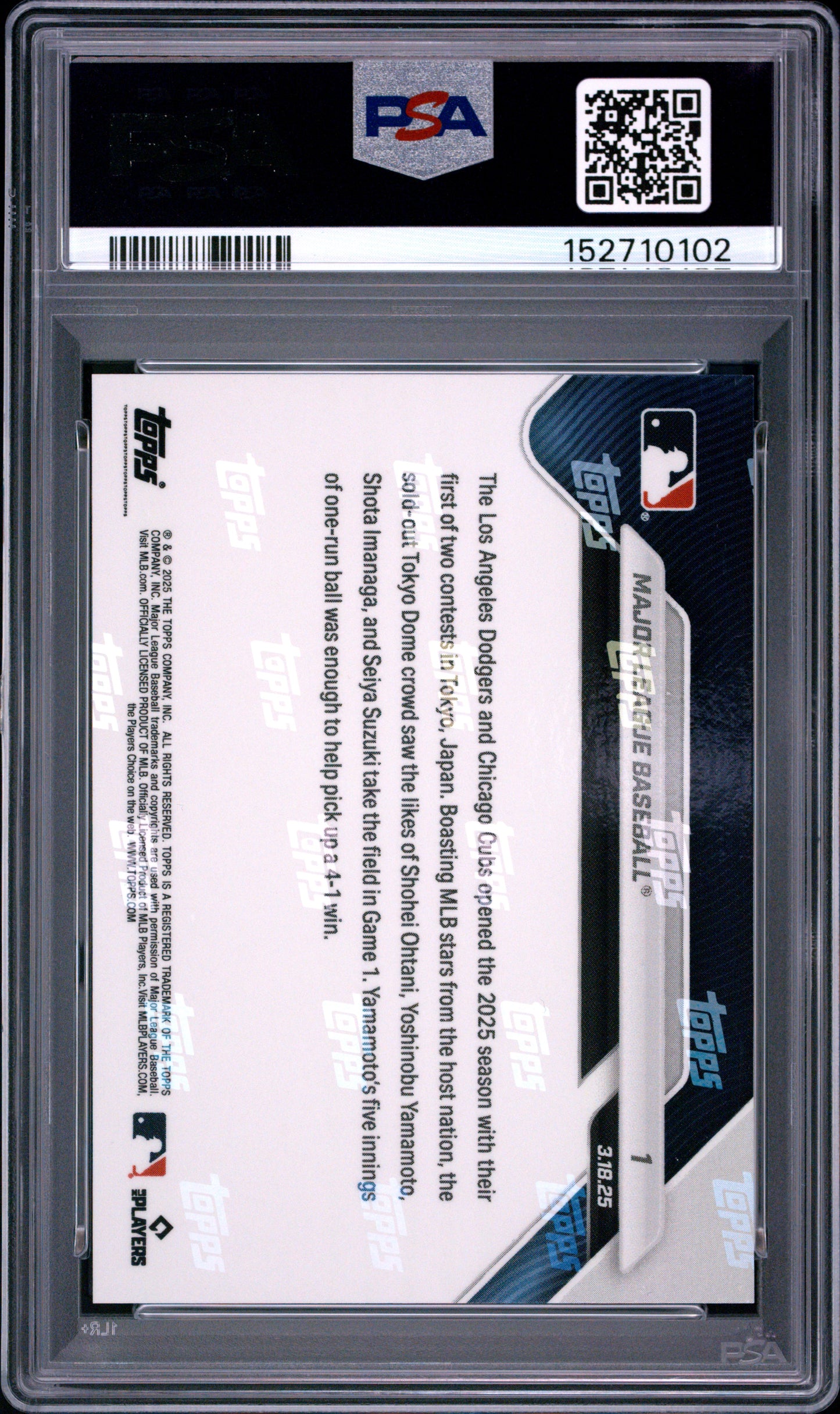 2025 Topps Now #1 Major League Baseball PSA 10 152710102