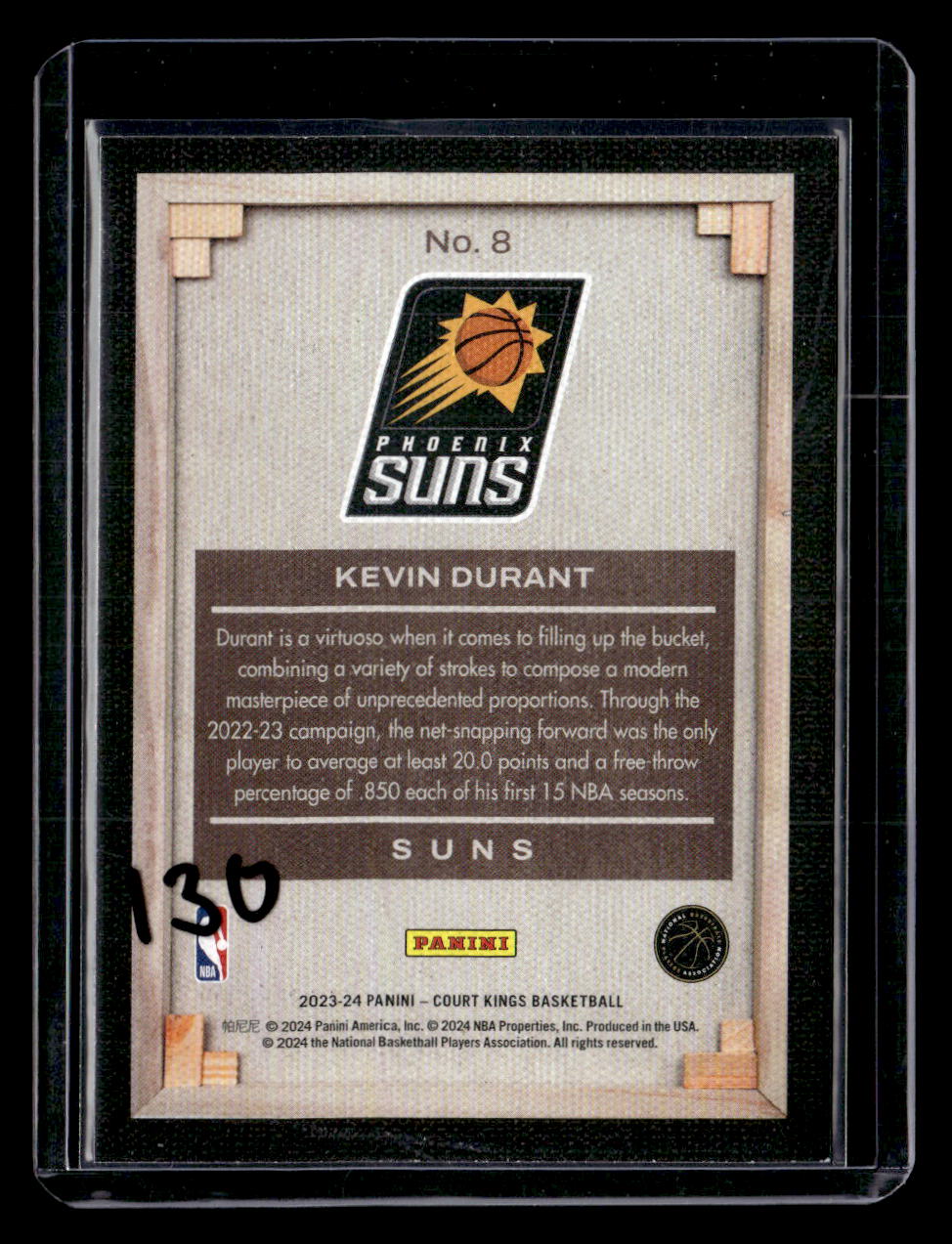 2023-24 Panini Court Kings #8 Kevin Durant Blank Slate