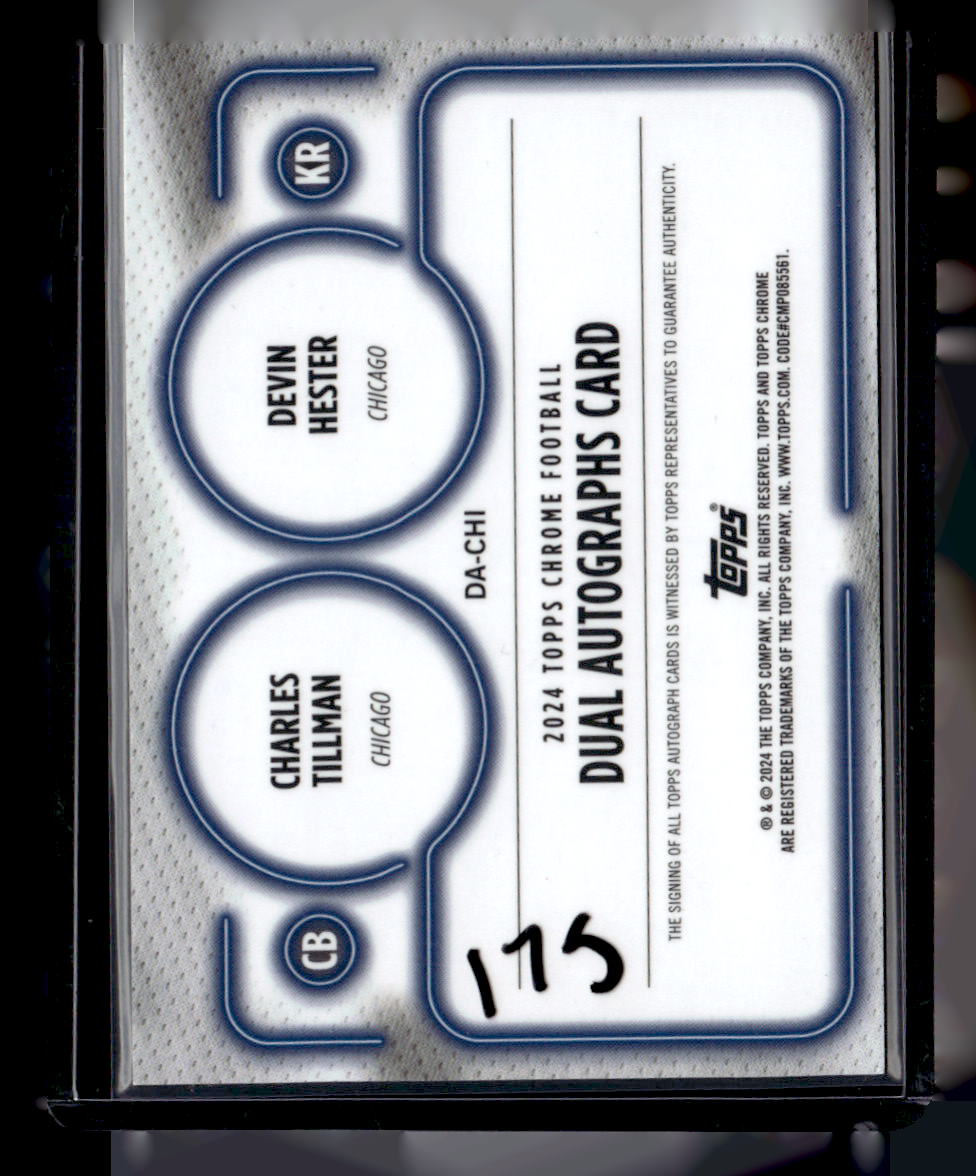 2024 Topps Chrome #DA-CHI Devin Hester / Charles Tillman Dual Auto Gold #/50