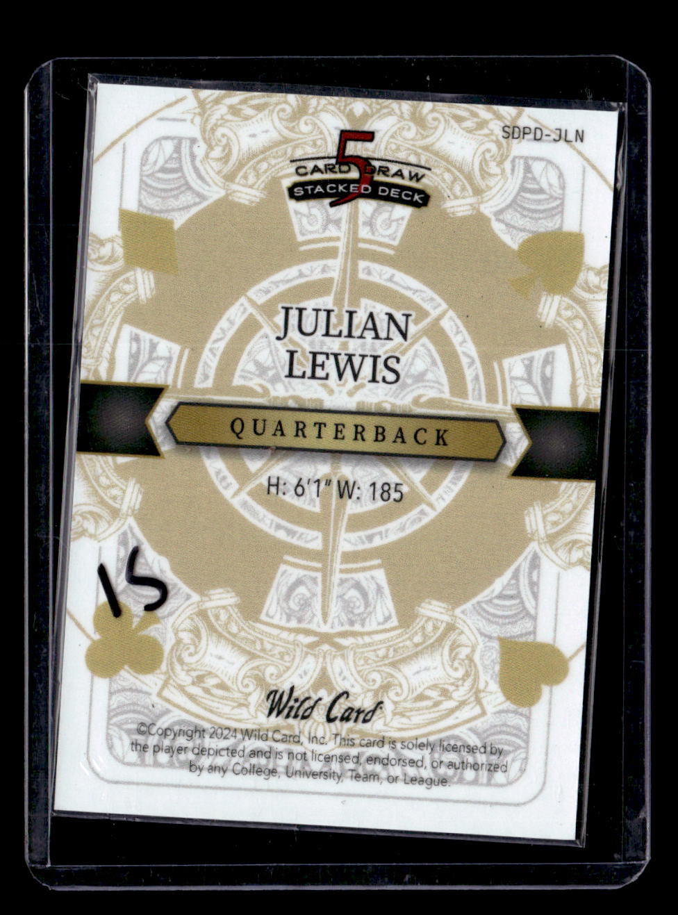 2024 Wild Card 5 Card Draw Queen Diamond Purple #SDPD-JLN Julian Lewis #/4