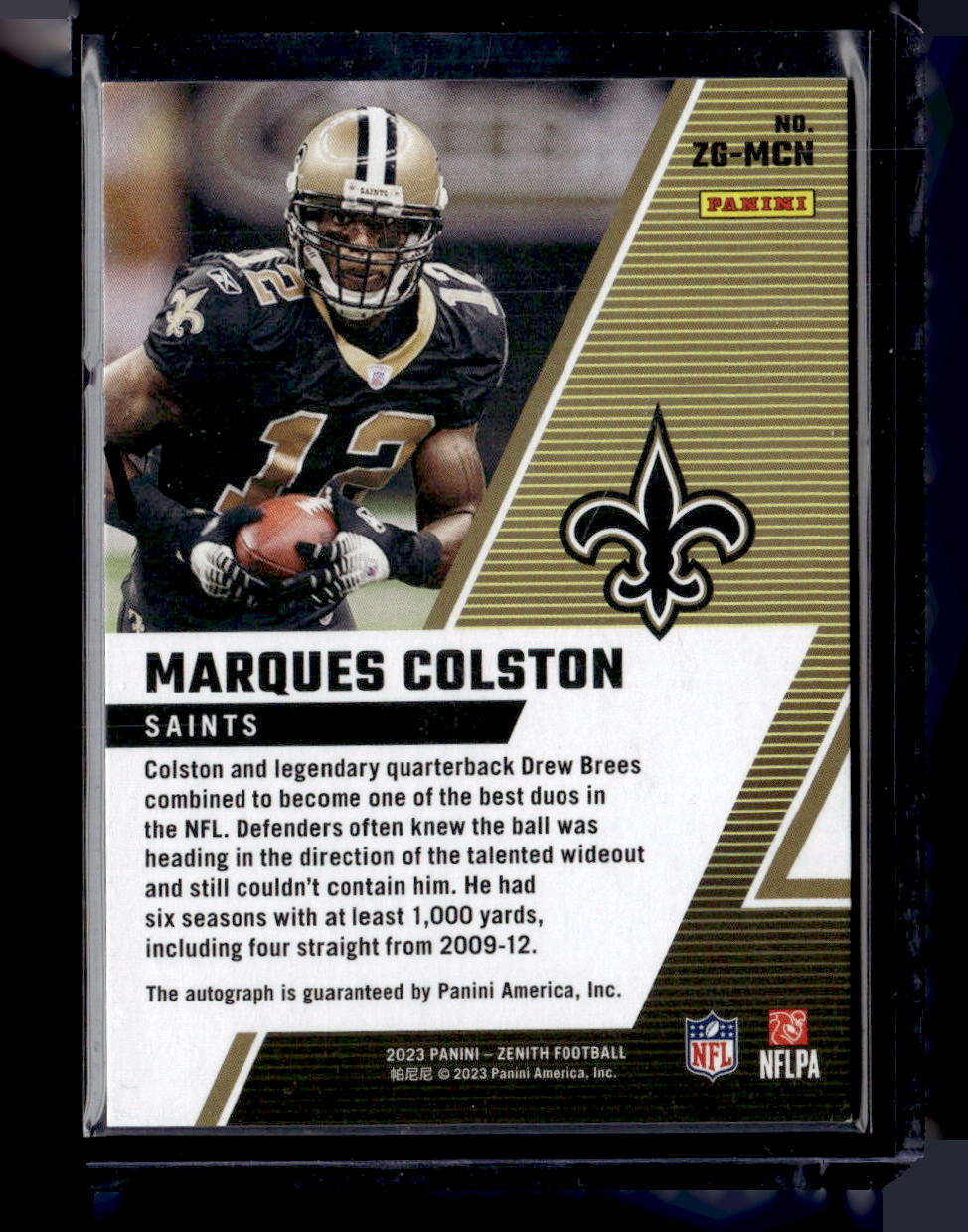 2023 Panini Zenith #ZG-MCN Marques Colston Z-Graphs #/199
