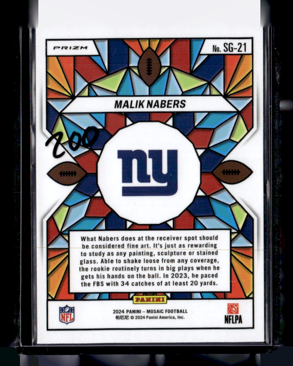 2024 Panini Mosaic #SG-21 Malik Nabers Stained Glass
