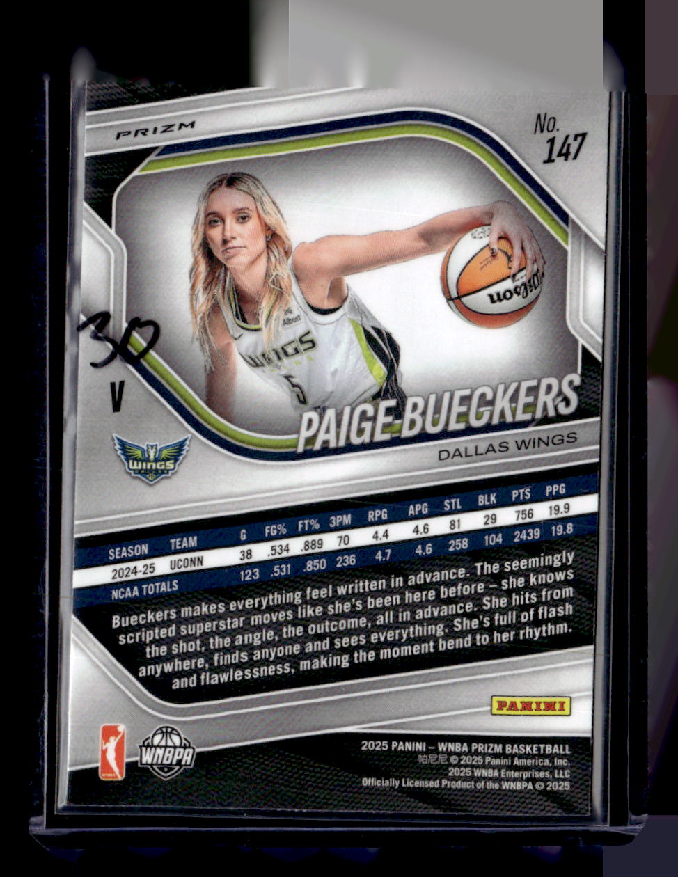 2025 Panini Prizm WNBA #147 Paige Bueckers Blue Velocity Prizms