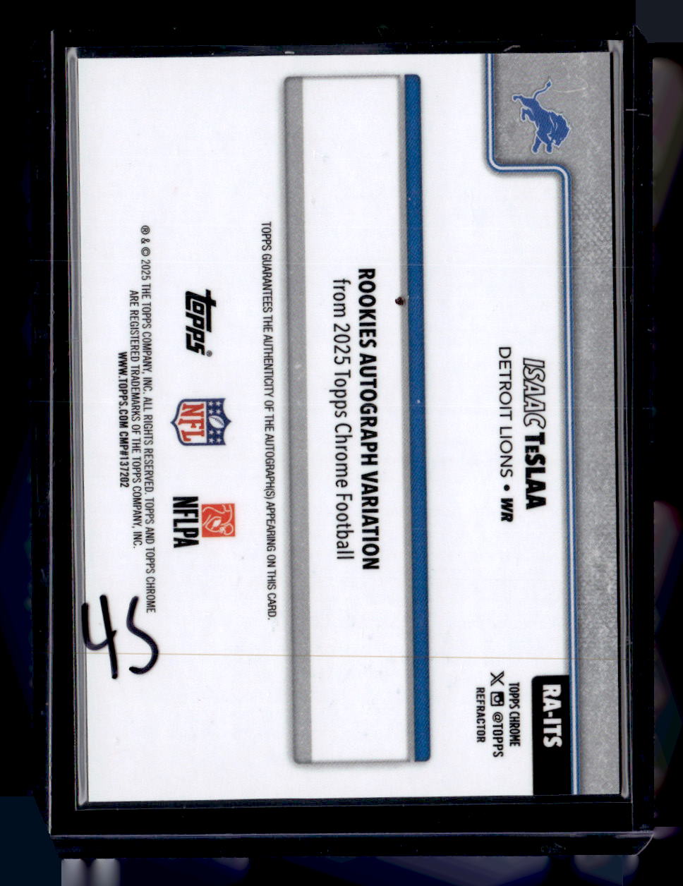 2025 Topps Chrome #RA-ITS Isaac TeSlaa Chrome Rookie Autographs Refractor #/499