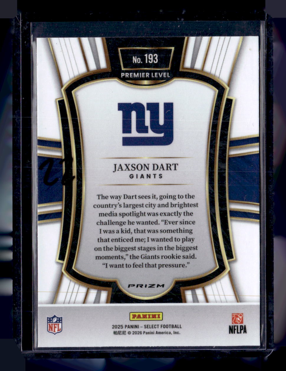 2025 Panini Select #193 Jaxson Dart Silver Prizm