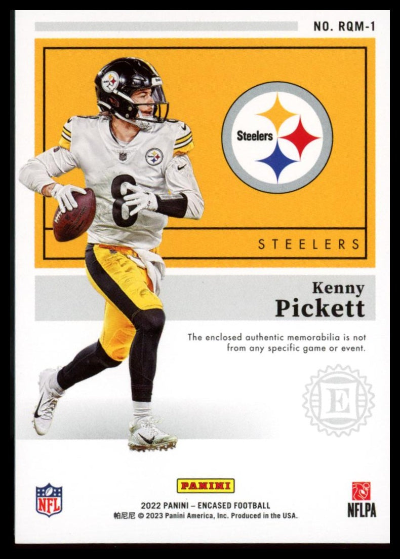 2022 Panini Encased #RQM-1 Kenny Pickett Rookie Quad Memorabilia Sapphire #/50