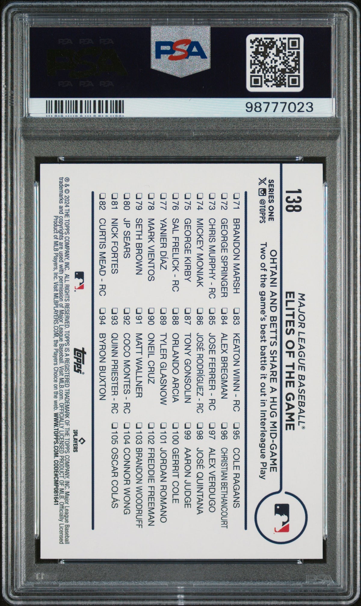2024 TOPPS OHTANI/BETTS #138 EGGS PSA 10