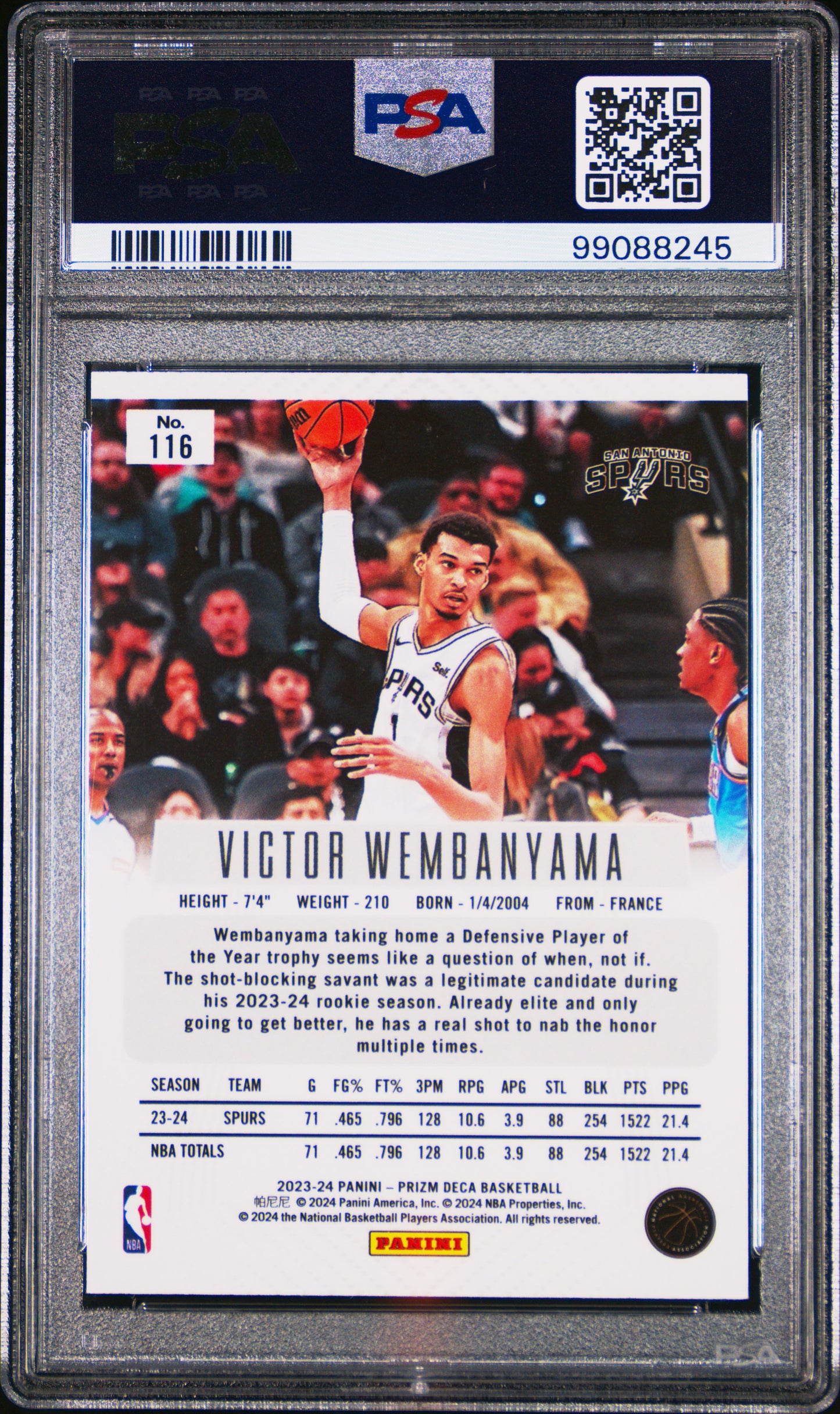2023 Panini Prizm Deca #116 Victor Wembanyama PSA 9 99088245