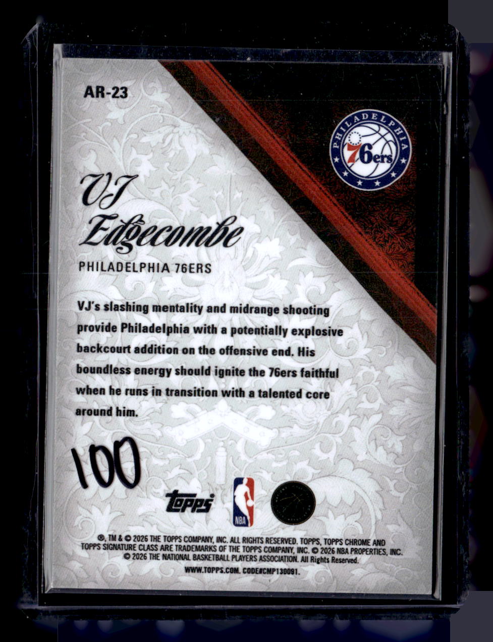 2025-26 Topps Signature Class #AR-23 VJ Edgecombe Aristocrats