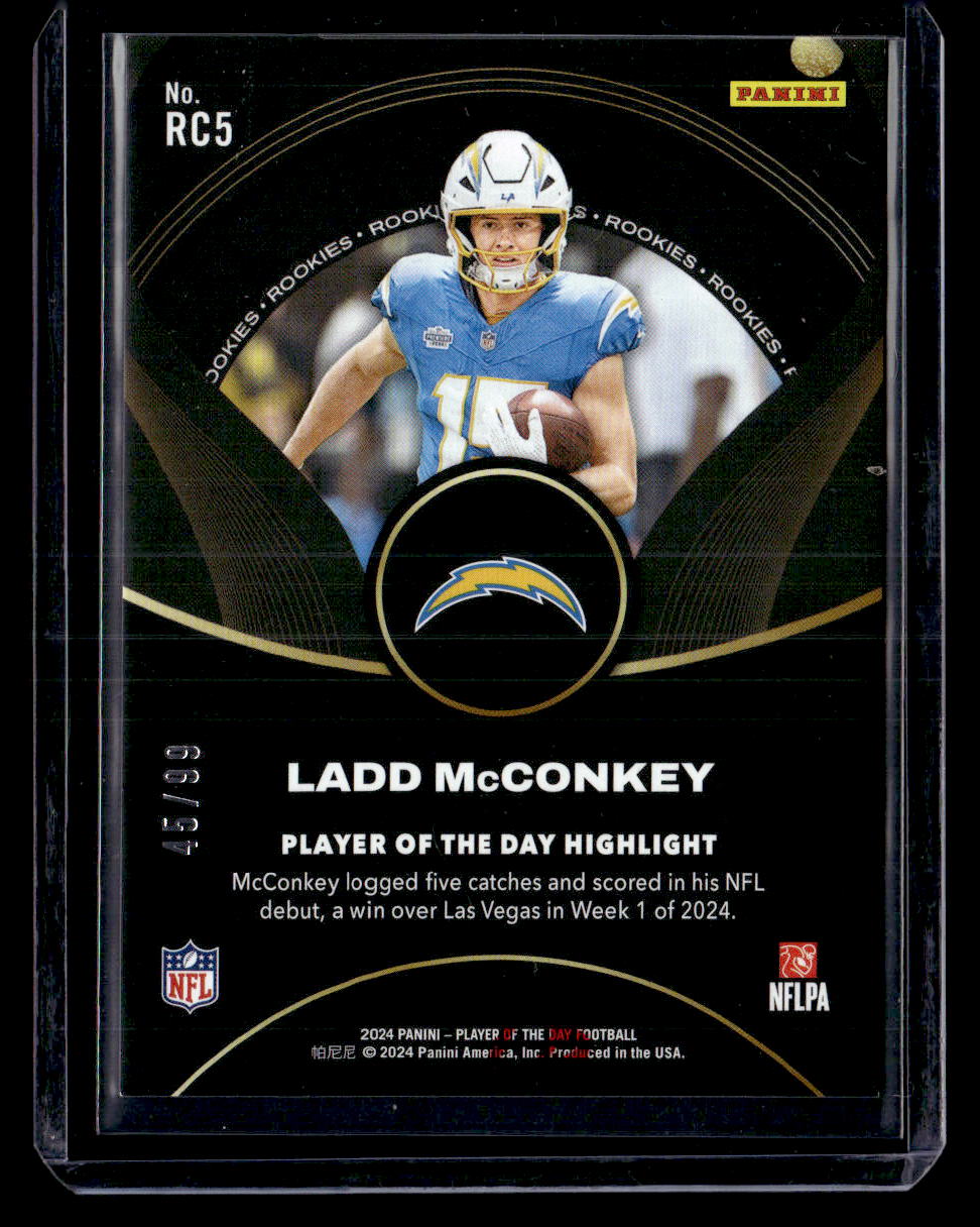 2024 Panini Player of the Day #RC5 Ladd McConkey Rookies - Red #/99
