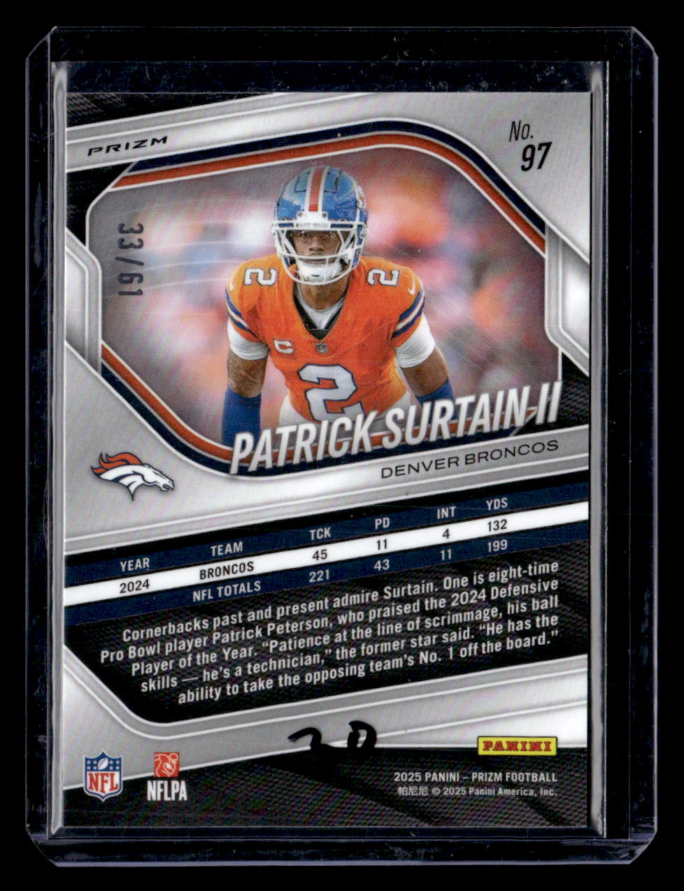 2025 Panini Prizm #97 Patrick Surtain II Kangaroo #/61