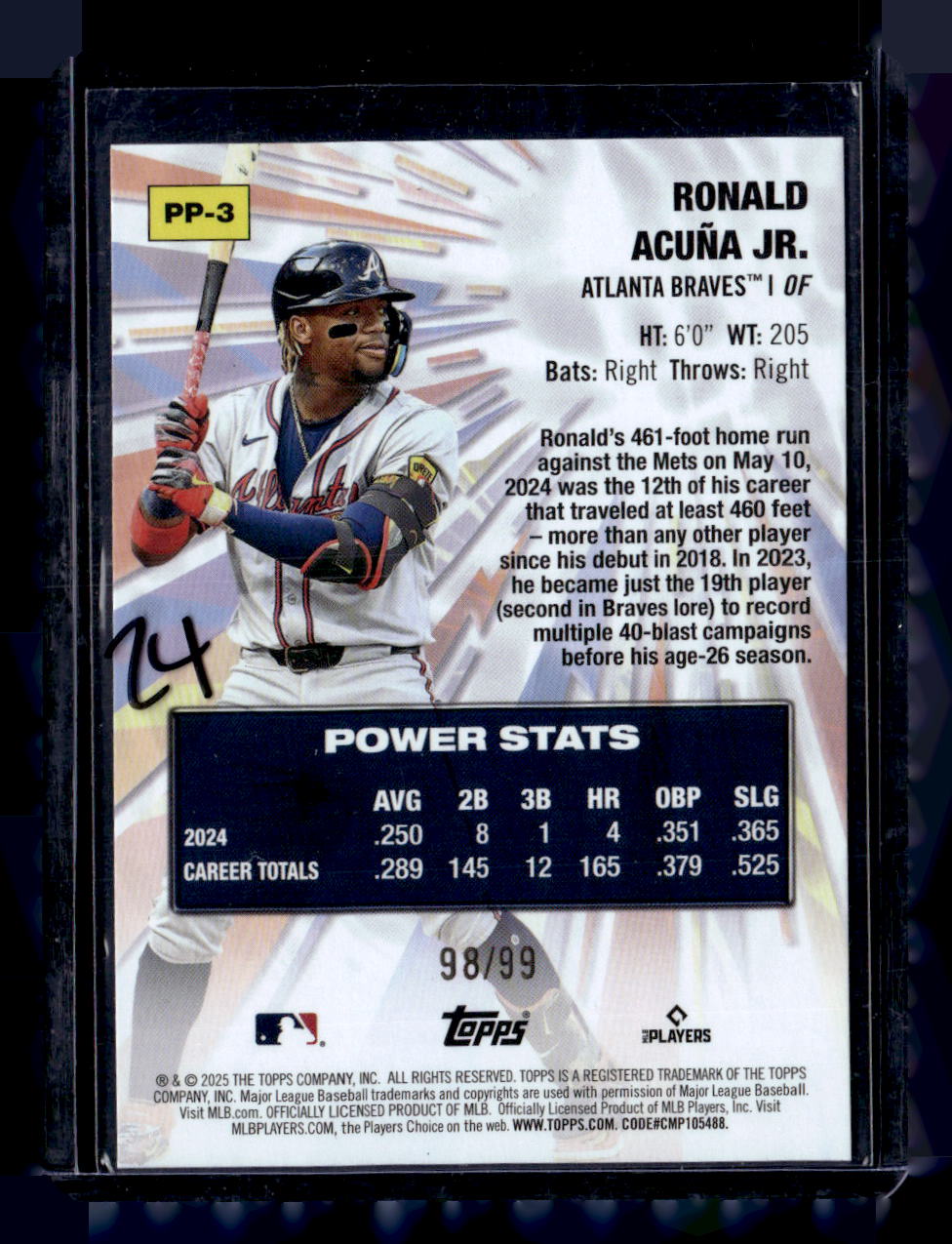2025 Topps #PP-3 Ronald Acuña Jr. Power Players Green #/99