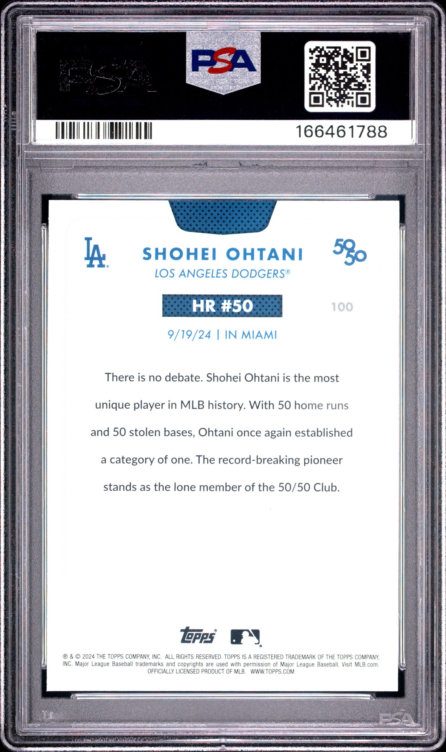 2024 Topps 50/50 Shohei Ohtani #100 Shohei Ohtani PSA 9 166461788