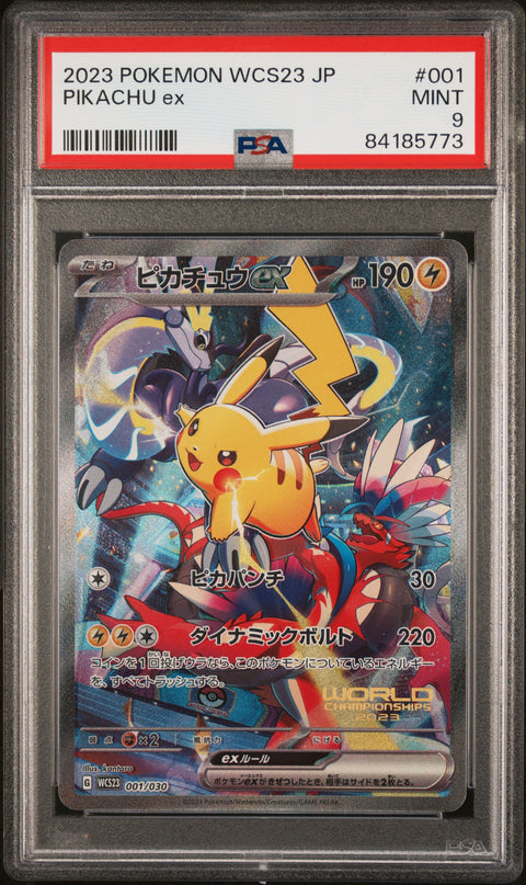 2023 POKEMON JAPANESE WCS23-WORLD CHAMPIONSHIPS YOKOHAMA DECK: PIKACHU PIKACHU ex #001 PSA 9 - Image 1