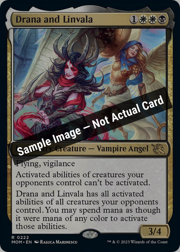 Magic,March of the Machine,Drana and Linvala - 222,Foil,Near Mint — Sample Image, Not Actual Card