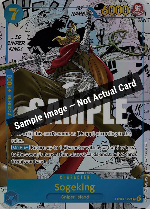 One Piece Card Game,Pillars of Strength,Sogeking (Alternate Art) (Manga) - OP03-122,Foil,Near Mint — Sample Image, Not Actual Card