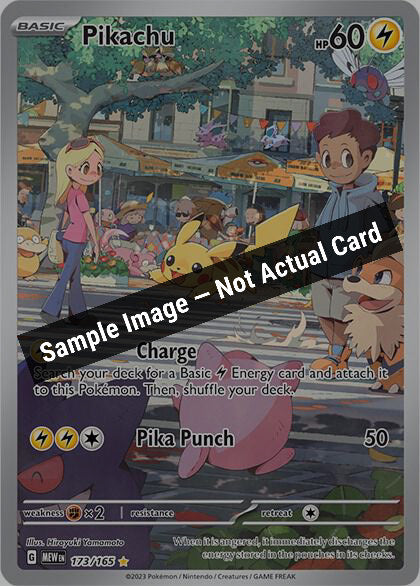 Pokemon,SV: Scarlet & Violet 151,Pikachu - 173/165,Holofoil,Lightly Played — Sample Image, Not Actual Card